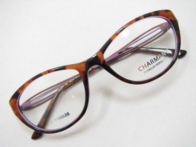 Charmant夏蒙CH12074 DB 琥珀色板材近视眼镜框架 椭圆潮款