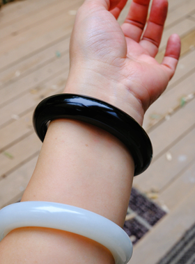 【内径59mm】新疆和田玉墨玉黑羊脂手镯～实拍有鉴定证书