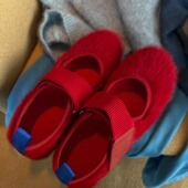 女12124 牛毛超柔软休闲鞋 TTDP 天天家氛围感新年红玛丽珍鞋