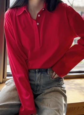 【点击详情跳转老链接购买】超级匹马棉宽松polo领长袖上衣T09133