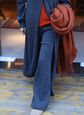 【TTDP】天天家极简设计感美利奴羊毛针织裤经典气质灰直筒裤0846