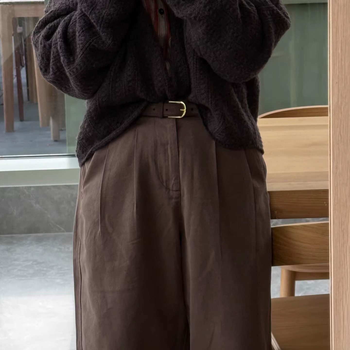 【TTDP】天天复古焦糖棕阔腿牛仔裤高腰显瘦挺括百搭直筒裤女1284,女装/女士精品,休闲裤,淘宝优惠券,粉丝福利购,淘宝优惠卷