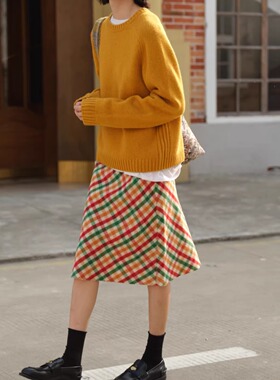 【TTDP】天天家秋冬氛围感秀款彩色格纹半身裙兼具复古格韵 D1267