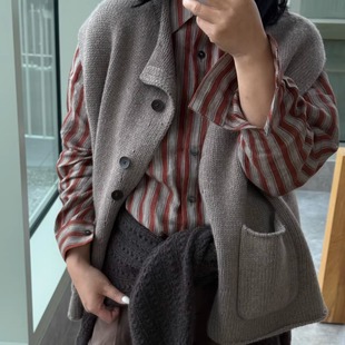 【TTDP】天天家复古慵懒风山羊绒马甲微廓形韩系针织坎肩女T1282