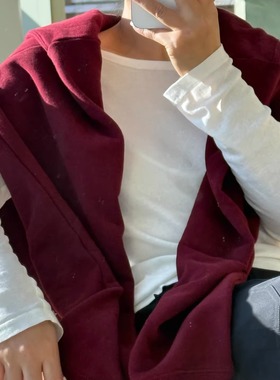 【TTDP】天天家进口棉长袖tee极简风经典修身显瘦打底衫T恤T1283