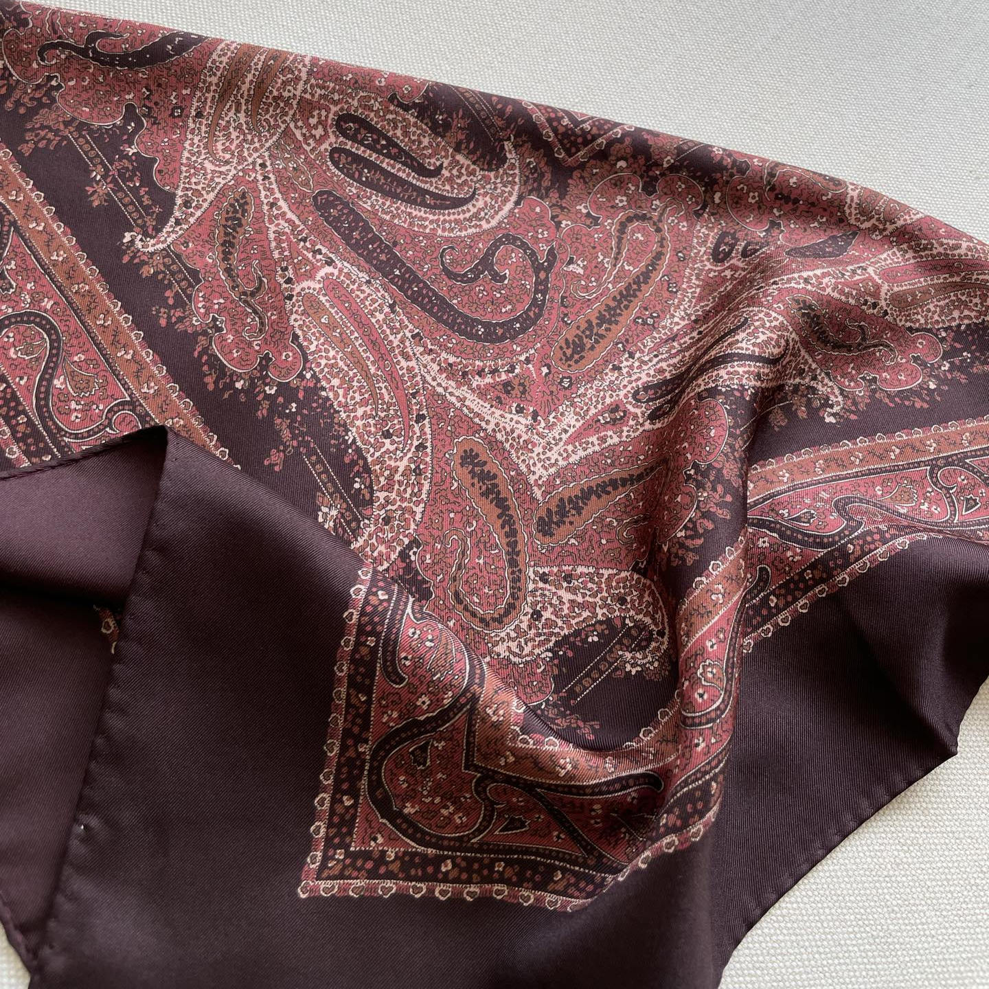 【TTDP】天天家斜纹绸真丝丝巾佩斯利腰果花双面印发带方巾08125