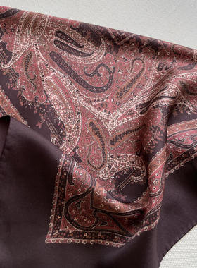 【TTDP】天天家斜纹绸真丝丝巾佩斯利腰果花双面印发带方巾08125