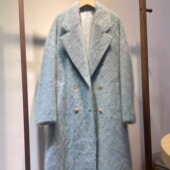 TTDP 天天家轻奢系列100%山羊绒翻领拉毛大衣双排扣战袍O0945