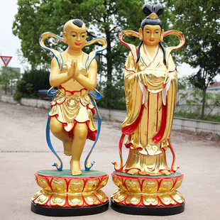 寺庙大型树脂童男童女 1米6金童玉女佛像 观音弟子善财龙女神像