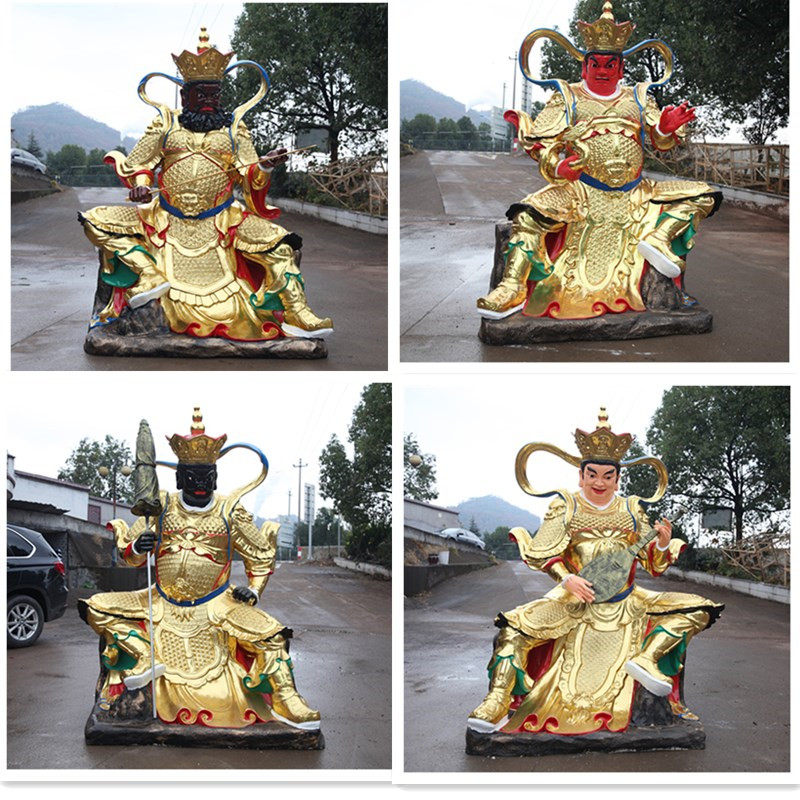 厂家直销寺庙树脂佛像2米1坐四大天王寺庙贴金彩绘天王殿佛像供奉