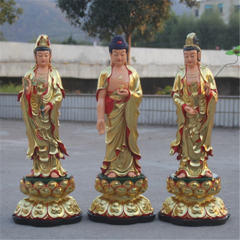 88cm西方三圣佛像 招财摆件 阿弥陀佛观世音 大势至菩萨 树脂佛像