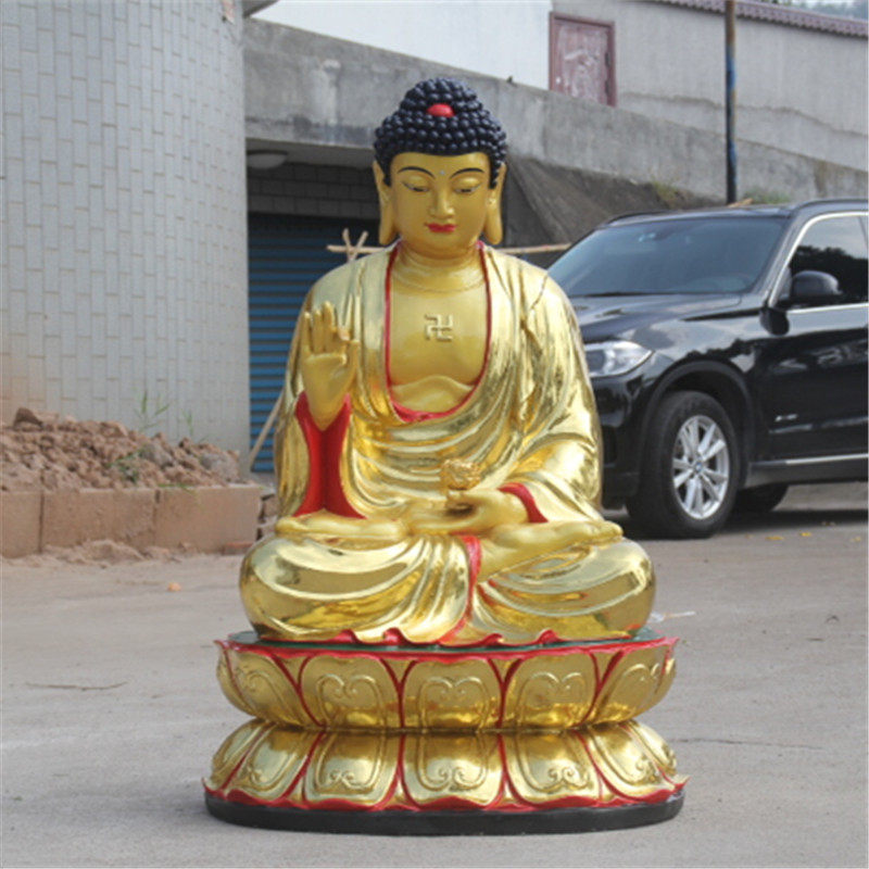 阿弥陀佛寺庙树脂鎏金三宝佛