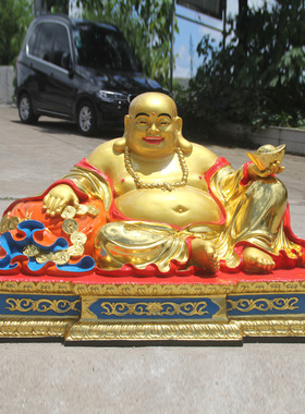 树脂玻璃钢贴金彩绘菩萨弥勒佛