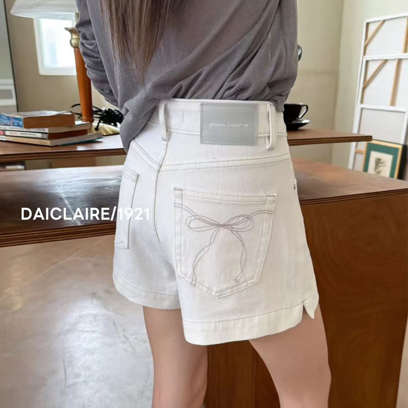 代嘉儿牛仔短裤女2026夏季韩版白色色蝴蝶结洋气显瘦A字热裤1921