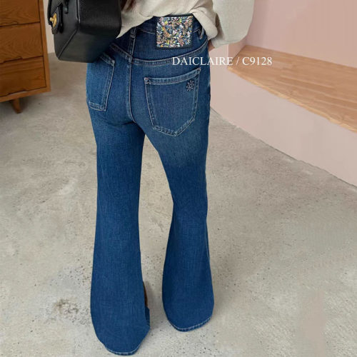 代嘉儿C9128微喇牛仔裤女2026秋季款高腰弹力十分长喇叭裤超模裤