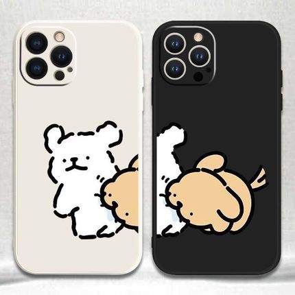 可爱咬屁股线条小狗情侣手机壳适用于iPhone17promax苹果16plusOPPO华为VIVOX100/X100Pro/IQOO12小米15三星