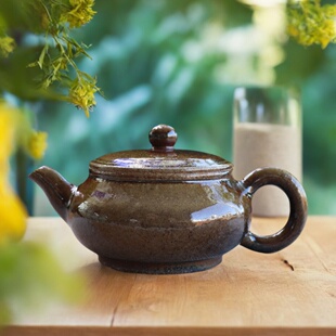 云南建水紫陶茶壶 建陶壶 手工壶 柴窑烧制 柴烧壶 自然落灰釉面3