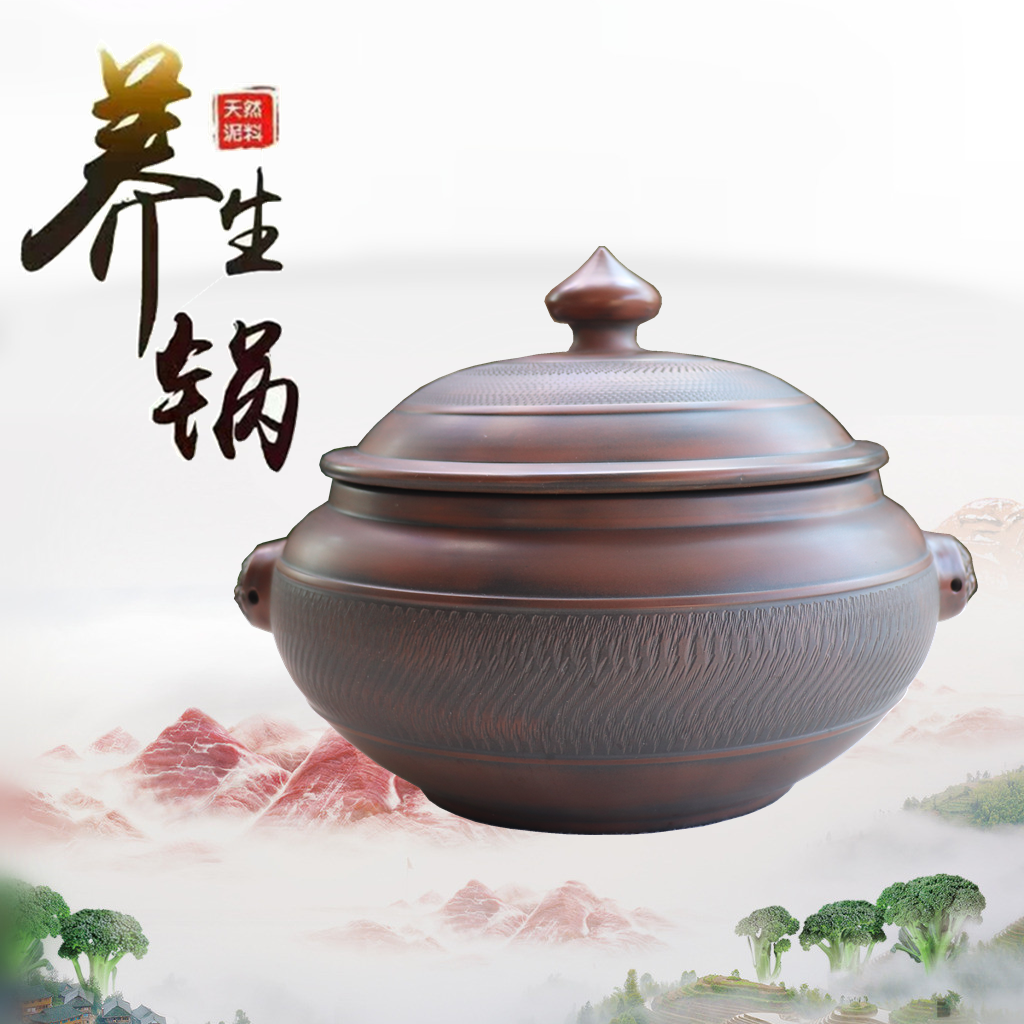 云南建水紫陶汽锅鸡锅蒸锅煲汤锅酒店家用均可2号紫陶气锅古铜色
