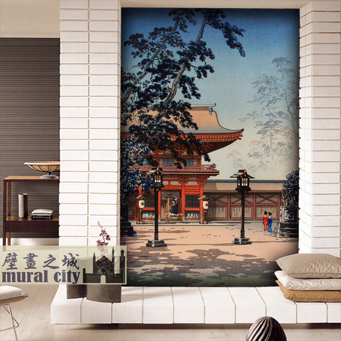 日本寺庙神社庙宇墙纸日系浮世绘壁纸九州福冈箱崎八幡宫日式壁画