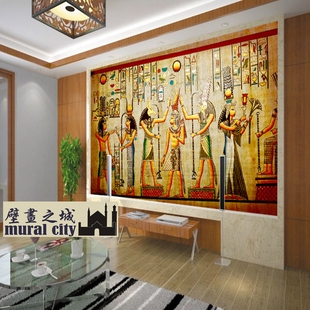 古埃及复古文化墙纸密室逃脱酒吧ktv壁纸主题酒店餐厅背景墙装饰