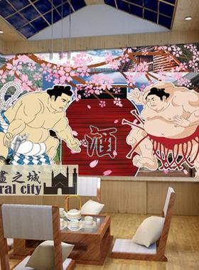 日本相扑壁纸墙布日式居酒屋料理墙纸日式勇士横岗火锅壁画背景墙