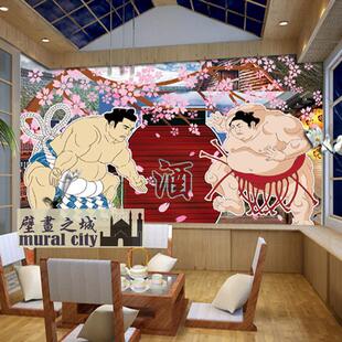 日本相扑壁纸墙布日式居酒屋料理墙纸日式勇士横岗火锅壁画背景墙