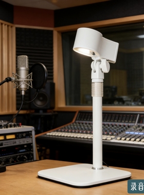 无线麦克风动圈麦音响一体话筒支架加大弹簧夹头金属桌面家用白色