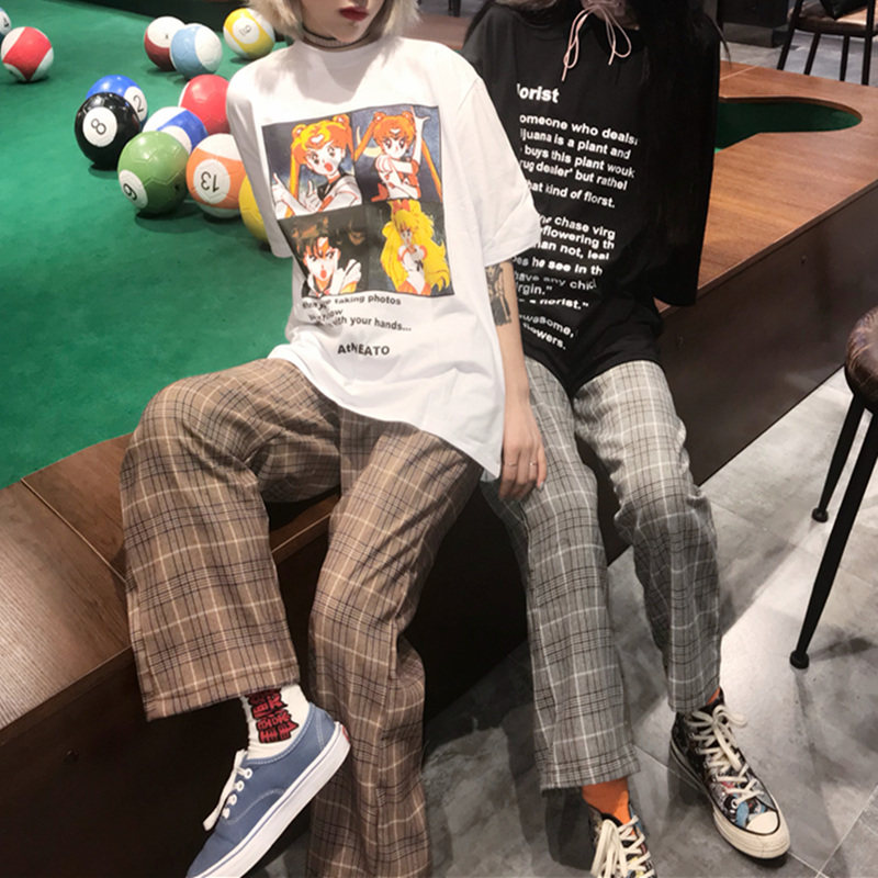 Korea studios.韩国同款复古格纹休闲格子裤阔腿裤 18ss男女款|ruв категории Мужская одежда, брюки - от Buy2taobao.com для оказания профессиональной услуги покупки агента Taobao