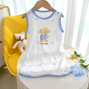 宝宝睡袋薄款 莫代尔分腿护肚子背心冰丝睡袍连体衣婴儿睡衣 夏季