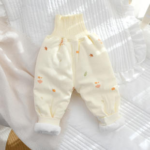 子 子婴幼儿保暖裤 宝宝棉裤 夹棉加厚高腰护肚150克保暖打底一岁裤