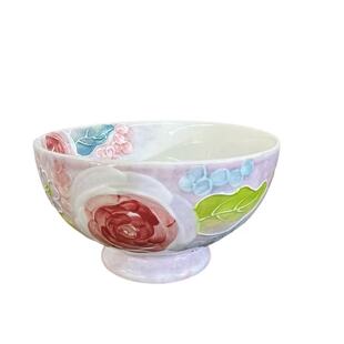 5.5寸高脚碗手绘釉下彩陶瓷碗 4.5寸饭碗 濑户烧 玫瑰密语