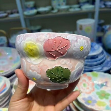 濑户烧手绘釉下彩葫芦饭碗