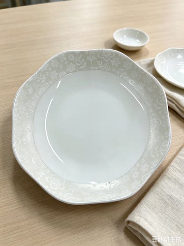 韩国骨瓷雪影银花釉中彩家用深盘