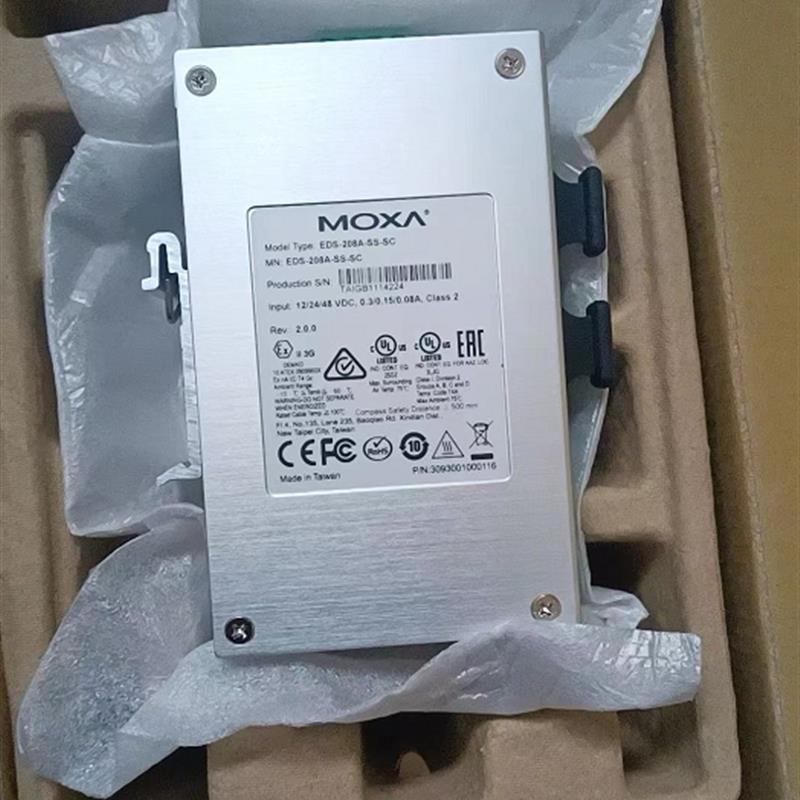 MOXA摩莎 EDS-208A-SS-SC 2光6电工业级以太网交换机实物拍图询价