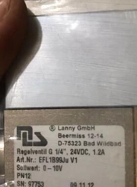 德国LANNY阀比例阀调节阀 NR.EFL1B99JU V1 97753  D-75323询价