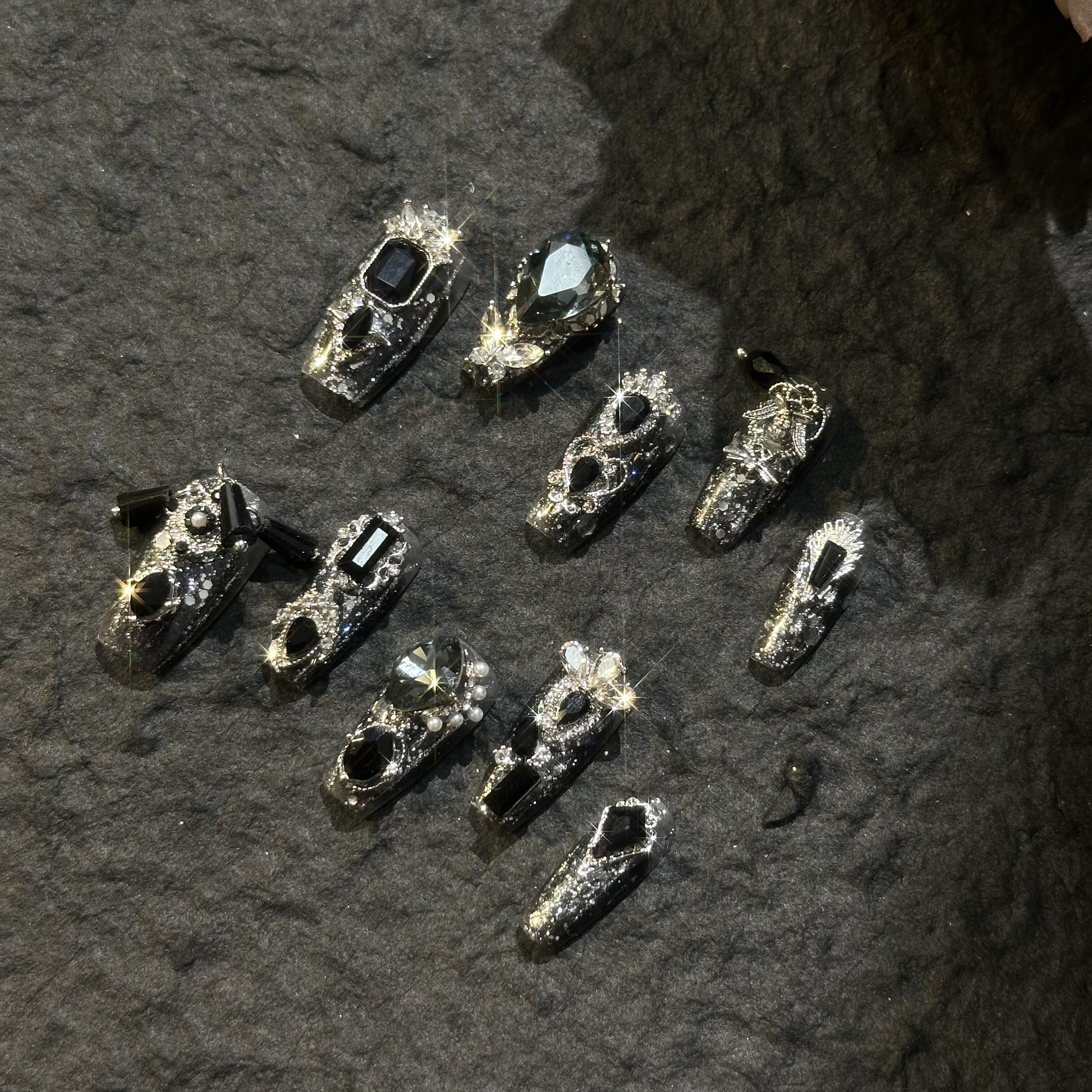 【204】纯手工穿戴甲超长满钻爆闪暗黑重工哥特曼巴黑钻美甲梯形,彩妆/香水/美妆工具,穿戴甲/甲片,淘宝优惠券,粉丝福利购,淘宝优惠卷