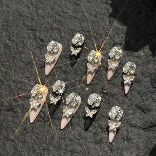 美甲爆闪满钻纯手工穿戴甲奢华重工尖甲 139