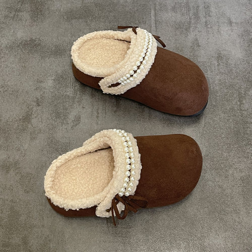 绵羊盒子 保暖加绒勃肯鞋子女2025新款爆款冬季一脚蹬毛毛半拖鞋