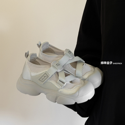 夏天女鞋2026年超火的鞋子厚底小白鞋网鞋透气网面休闲板鞋百搭款