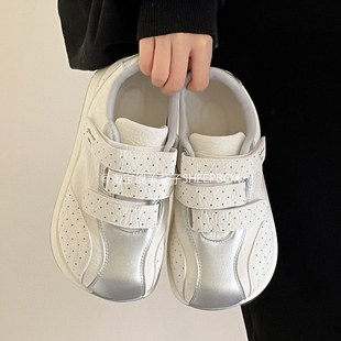 绵羊盒子厚底魔术贴鞋子女款2026新款小白鞋ins潮百搭小众休闲鞋