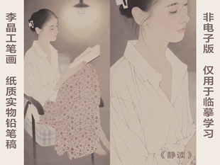 李晶工笔白描底稿工笔线描稿打印实物稿(送步骤解析图)