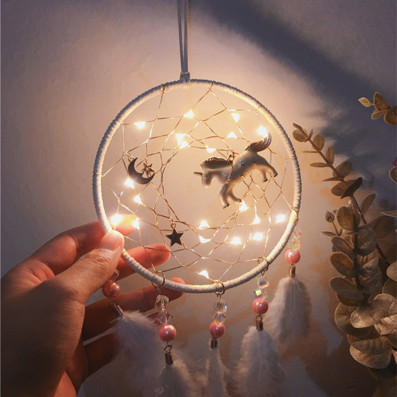 diy自制少女心捕梦网材料包宿舍装饰ins风独角兽自愈系女生日礼物