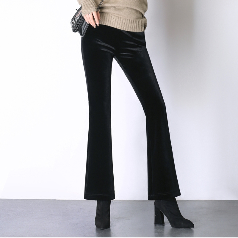 春秋复古丝绒喇叭裤女九分裤高腰阔腿加绒休闲微喇裤丝绒裤子,女装/女士精品,休闲裤,淘宝优惠券,粉丝福利购,淘宝优惠卷