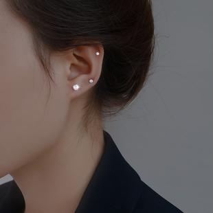 999纯银锆石耳钉女耳骨耳环养耳洞2025新款 睡觉免摘高级耳饰 爆款