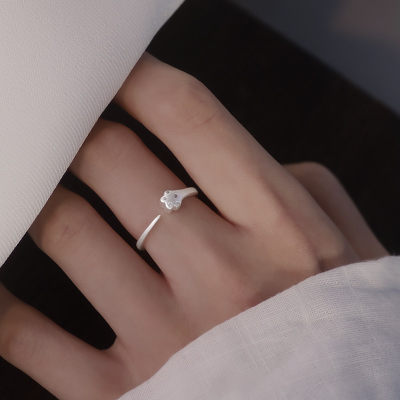 999足银猫爪戒指女2026新款爆款食指戒小众设计感开口指环食指戒