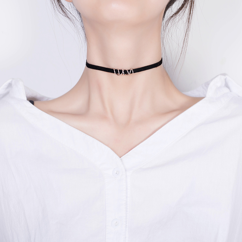 纯银choker项链颈链女项圈颈带2024新款爆款锁骨颈链黑色脖子饰品