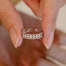 食指戒素圈高级感指环开口戒子 925纯银镂空戒指小众设计时尚 个性