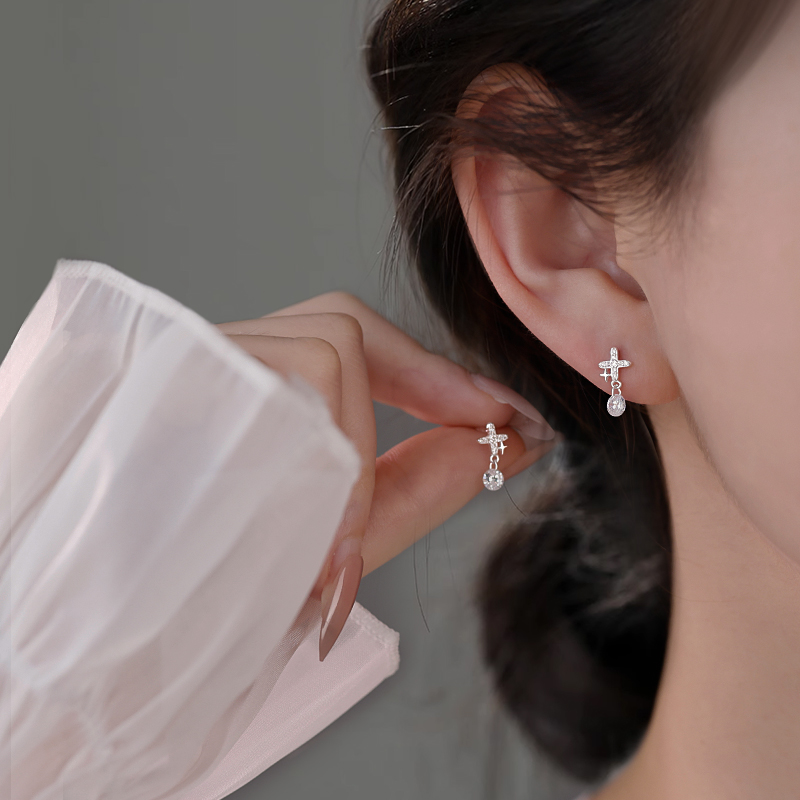 999纯银四芒星耳钉女2025新款