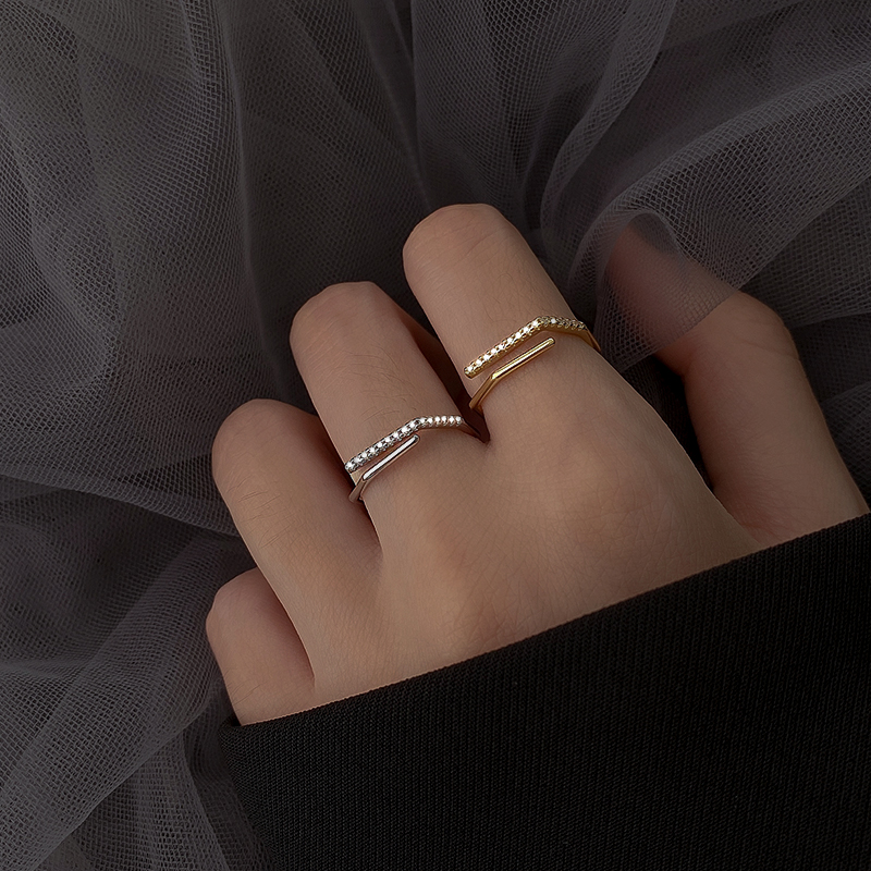 纯银方戒指女小众设计时尚ins