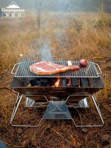 Портативная стойка для барбекю Кормана на открытом воздухе из нержавеющей стали у древесной плиты барбекю на гриле жареные дикие барбекю